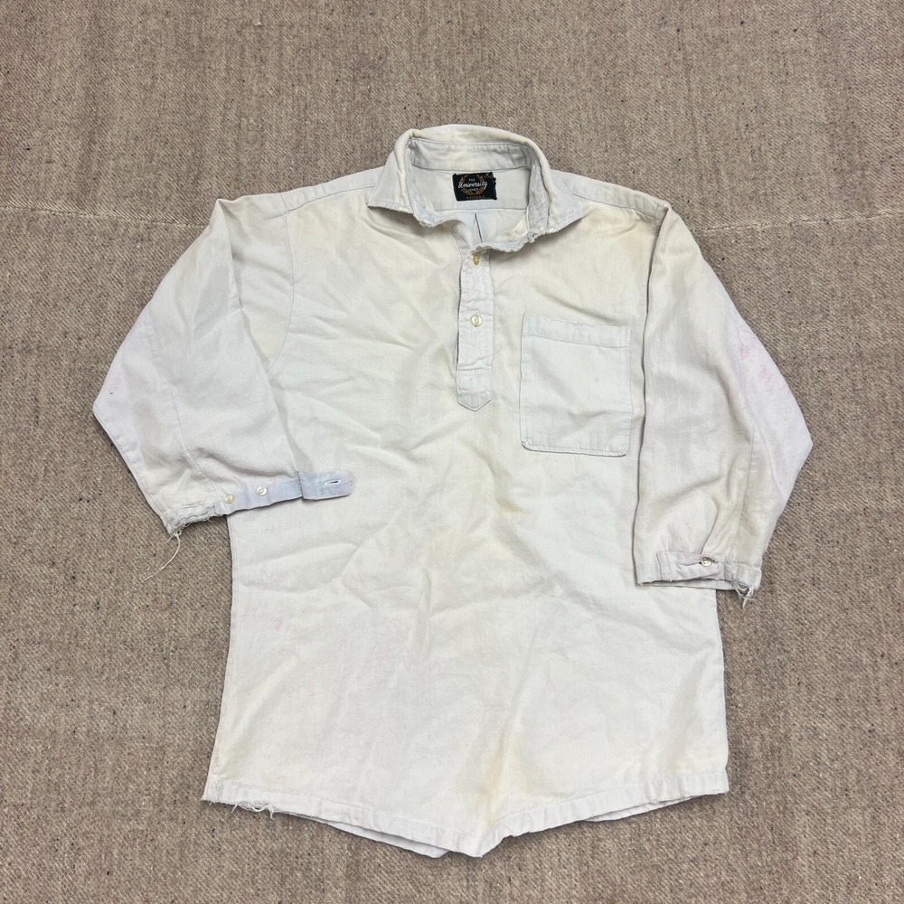 Vintage The University Shop Button Up Shirt Mens‎ Small Blue 1950s Faded